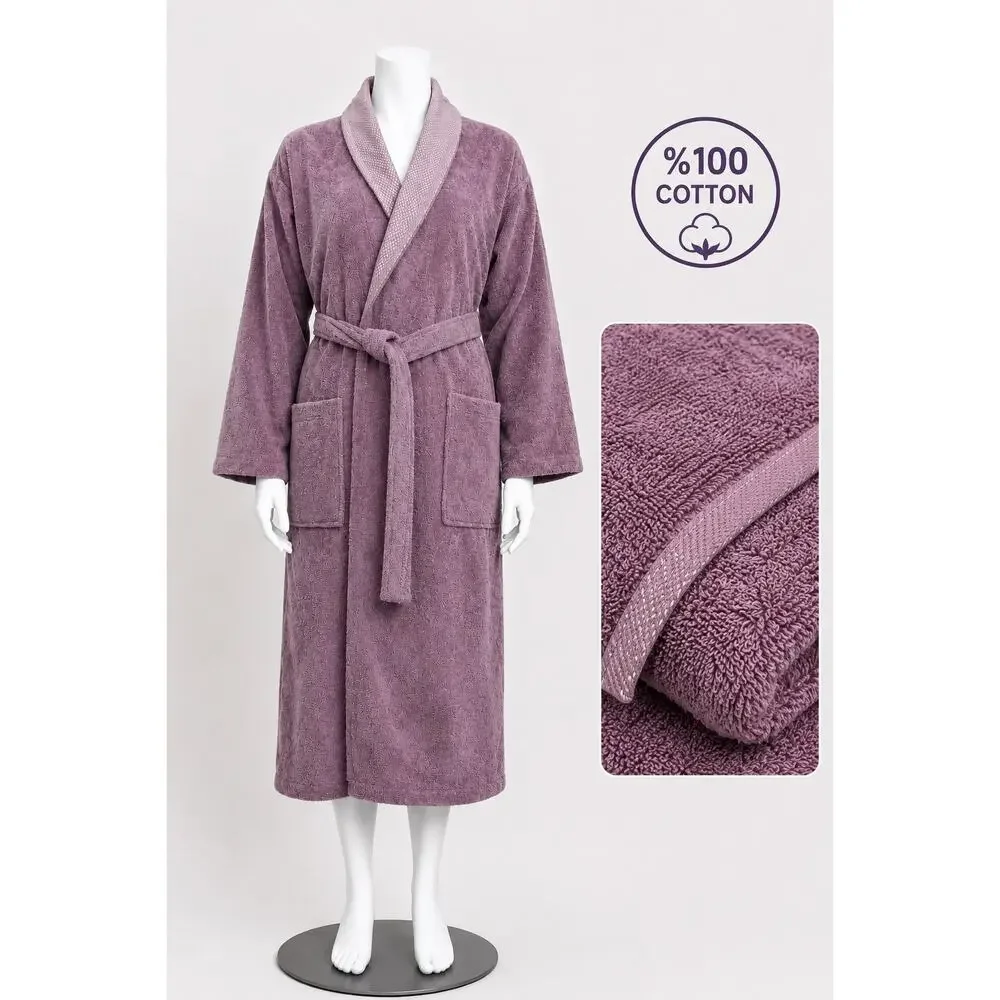 NEW Turkish 100% Cotton Bathrobe Large XL Purple Towel Robe Soft Luxury